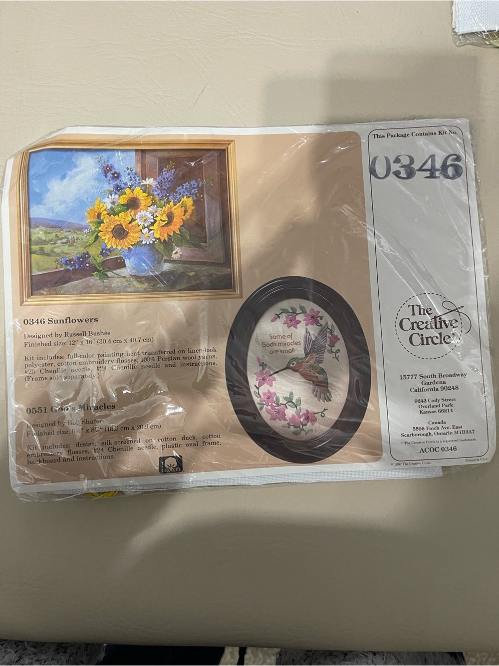 Vintage The Creative Circle Sunflowers cross stitch kit 0346